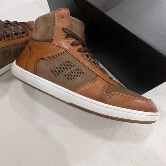 Piloti Mid  Drift Cognac Brown Leather Sneakers - Picture 6 of 9